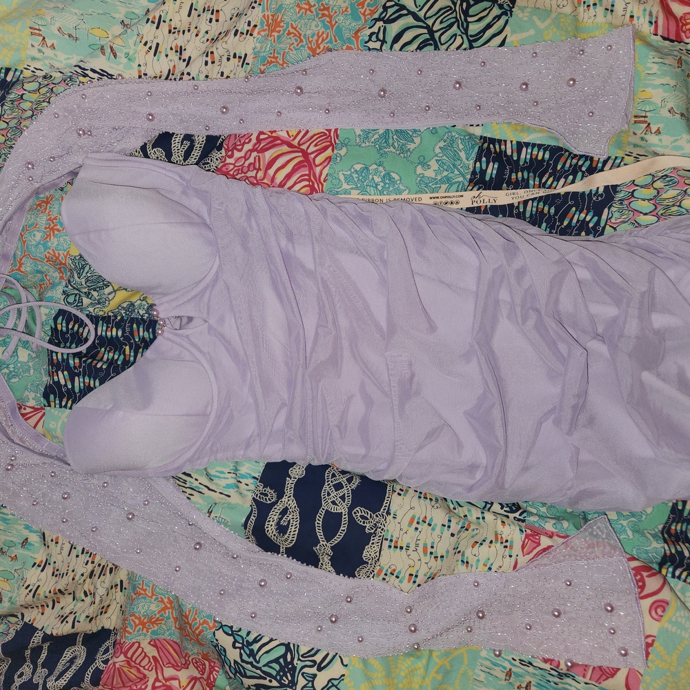 NWT Oh Polly St. Germain Ruched Dress with Beaded Sleeves